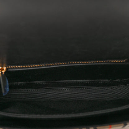 Burberry Smooth Calfskin 1983 Knight Check Link Shoulder Bag Black 5 of 9
