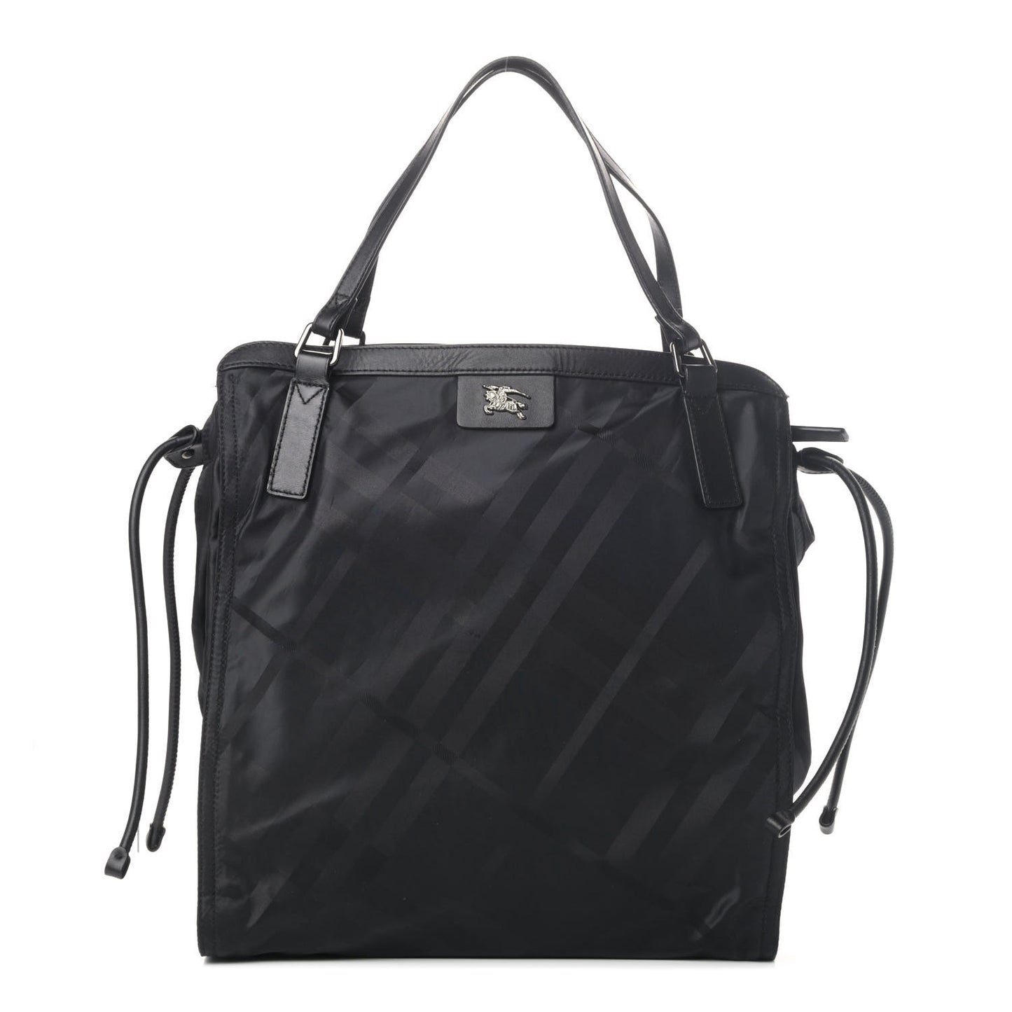 Nylon Tonal Check Buckleigh Packable Tote Black