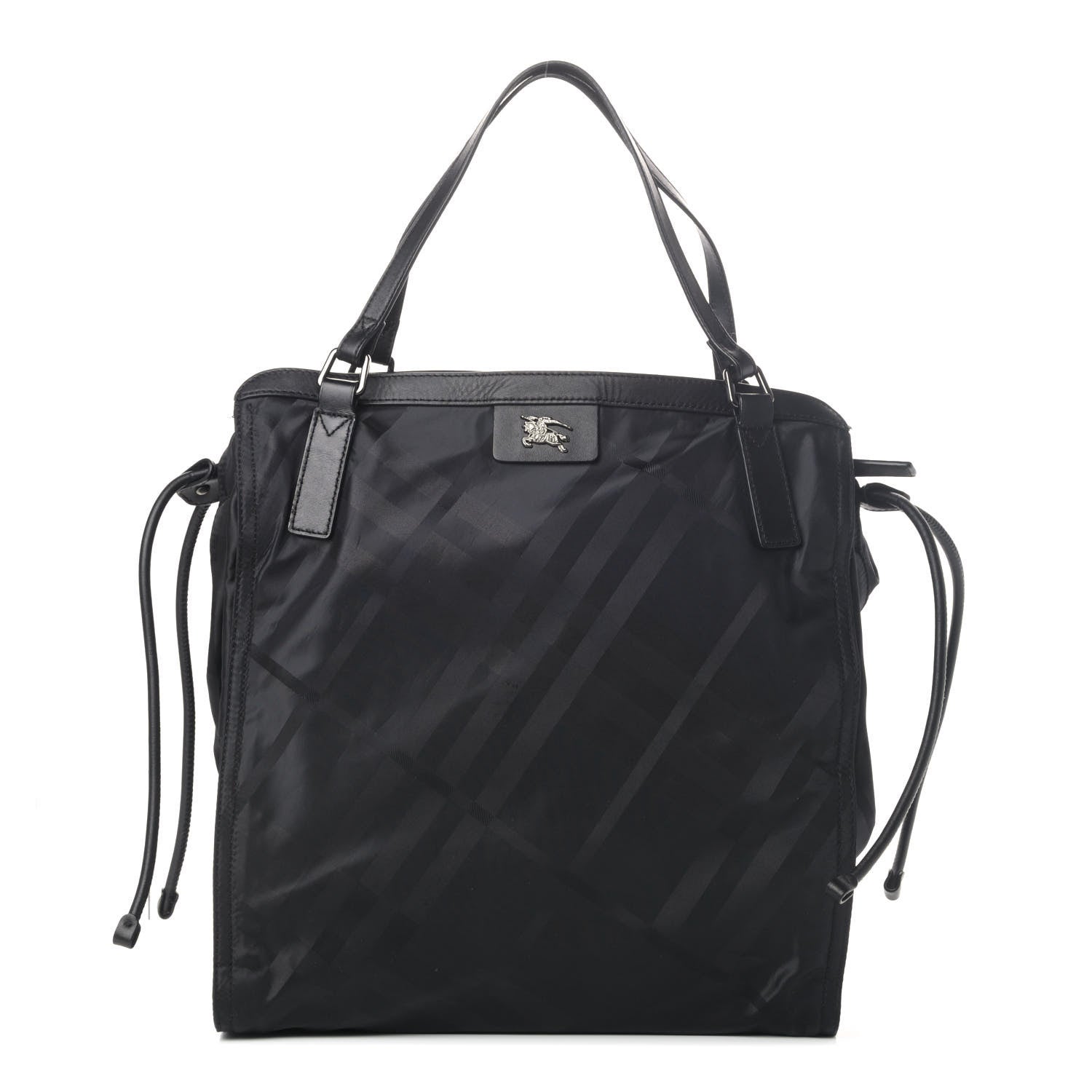 Burberry Nylon Tonal Check Buckleigh Packable Tote Black 1 of 5