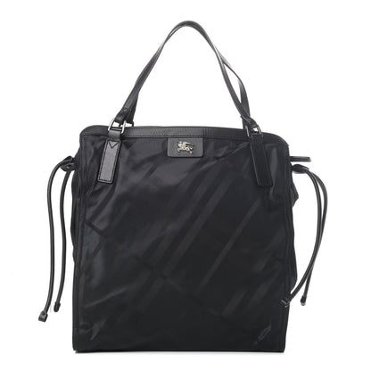Burberry Nylon Tonal Check Buckleigh Packable Tote Black 1 of 5