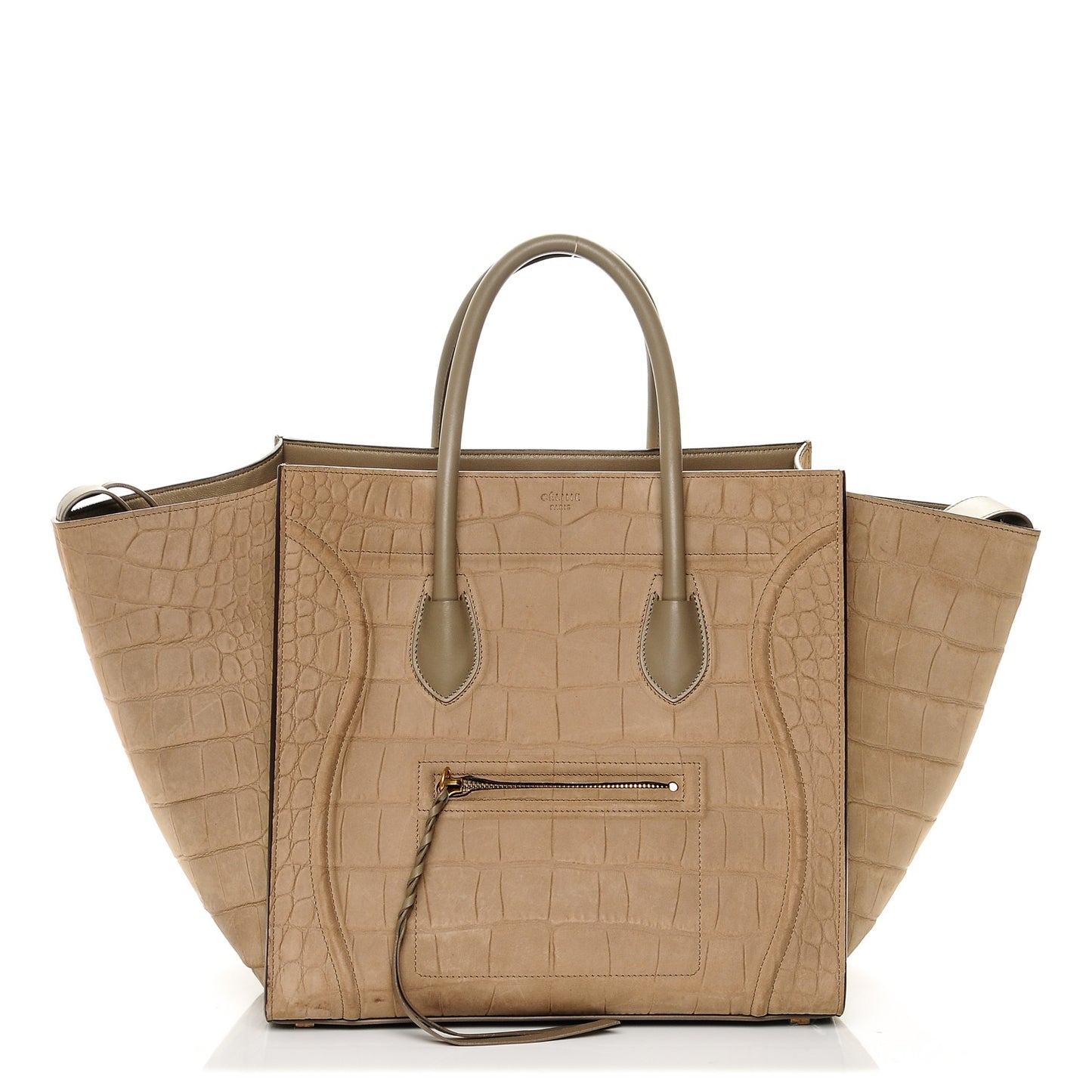 Crocodile Embossed Nubuck Medium Phantom Luggage Beige