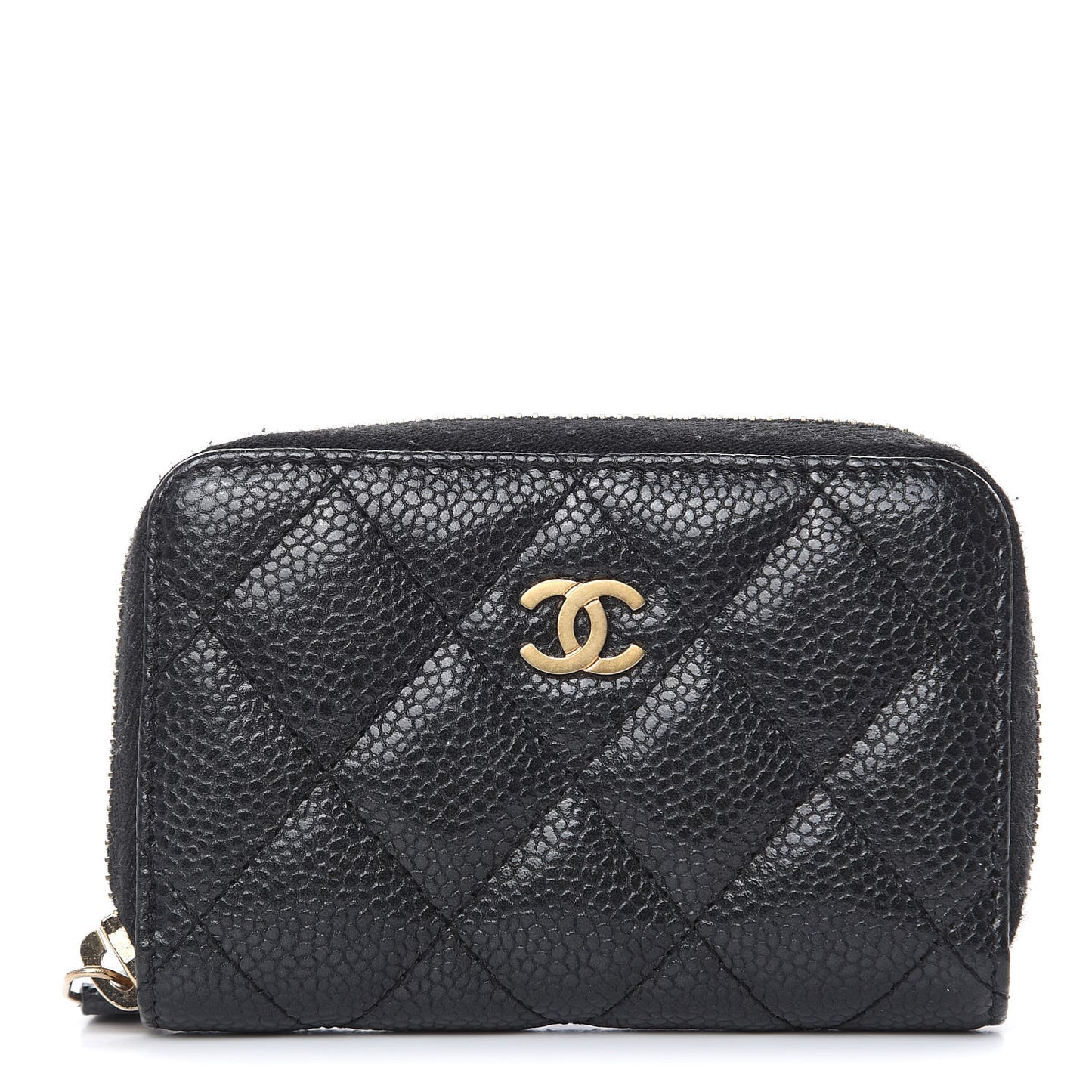 Caviar Quilted Zip Coin Purse Black