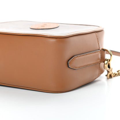 Fendi Glazed Fabric Vitello Century FF 1974 Stamp Patch Camera Case Mogano Panna Caramello 10 of 12