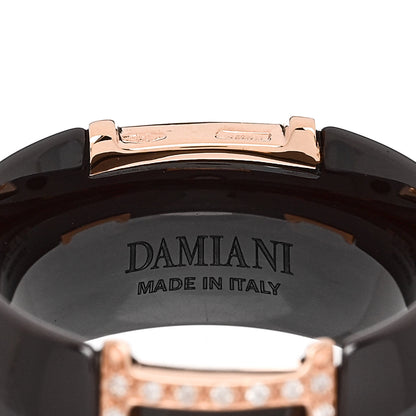 Damiani 18K Pink Gold Ceramic Diamond D Icon Ring 53 6.25 Black 4 of 5