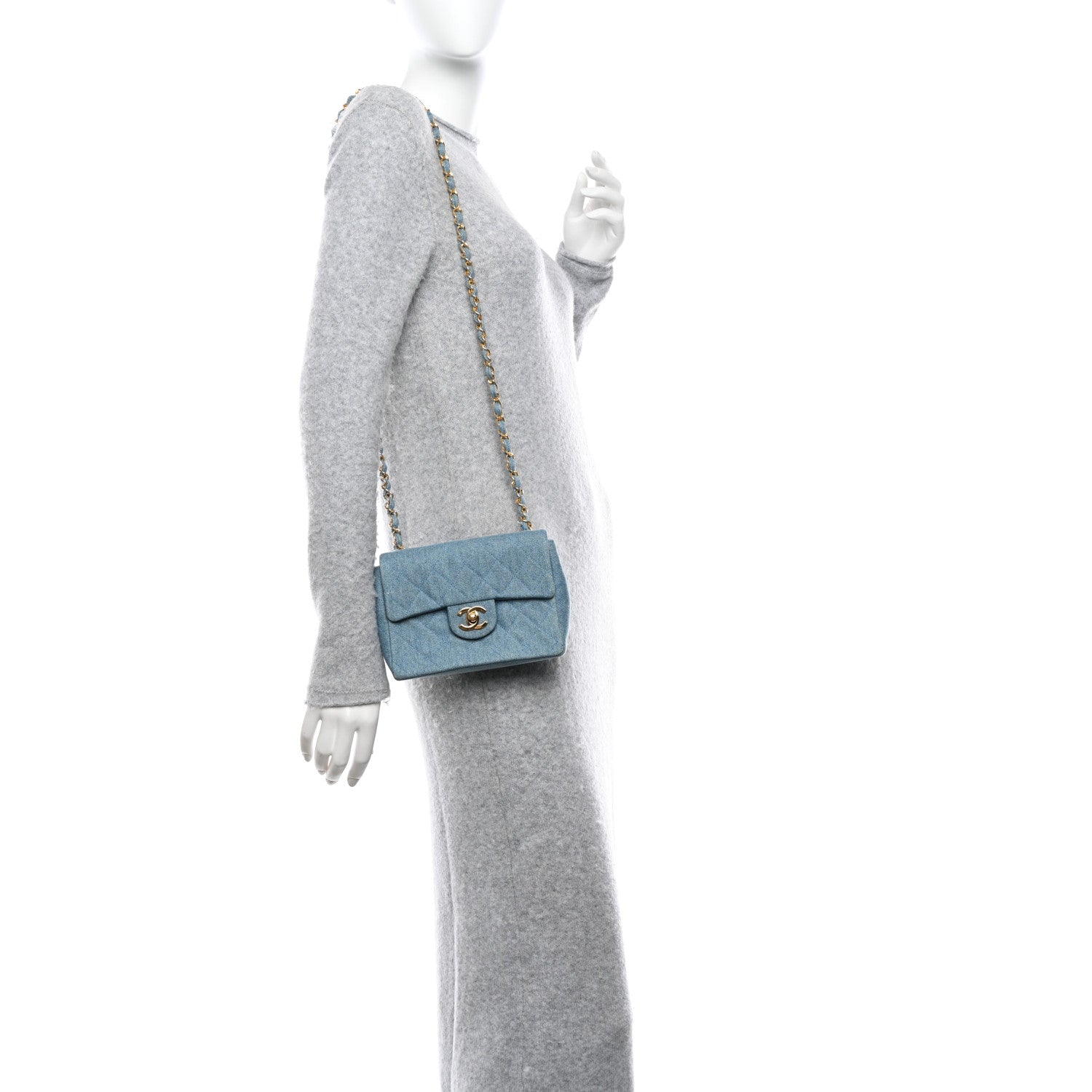 Chanel Denim Quilted Mini Square Flap Blue 2 of 10