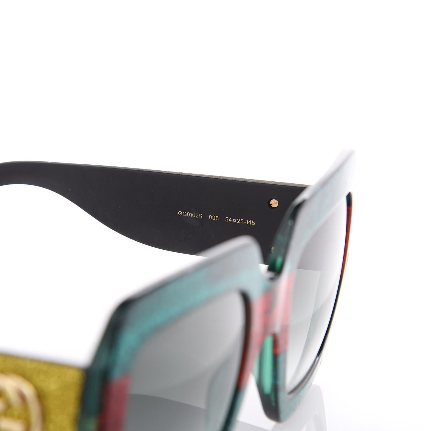 Square Frame GG0102S Sunglasses Glitter Red Black Green