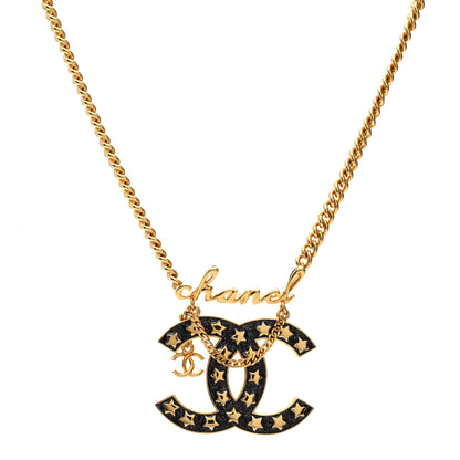 Chanel Metal CC Star Necklace Gold Pearly Black 1 of 6
