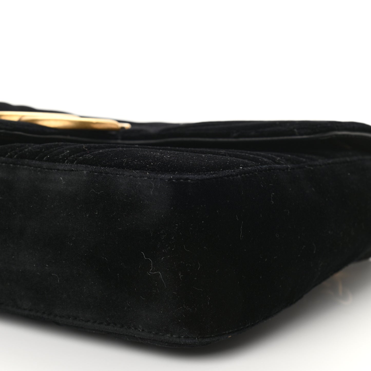 Velvet Matelasse Medium GG Marmont Shoulder Bag Black