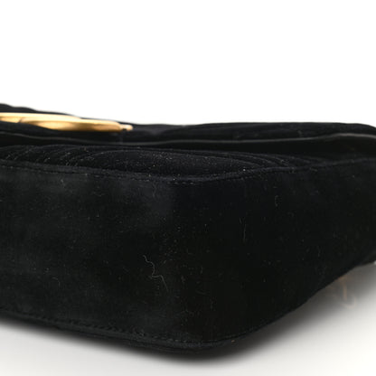 Gucci Velvet Matelasse Medium GG Marmont Shoulder Bag Black 10 of 11