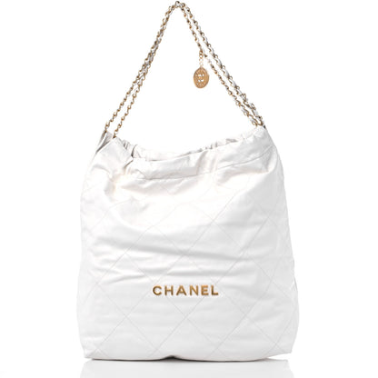 Chanel Shiny Calfskin Quilted Large Chanel 22 White 2 of 12