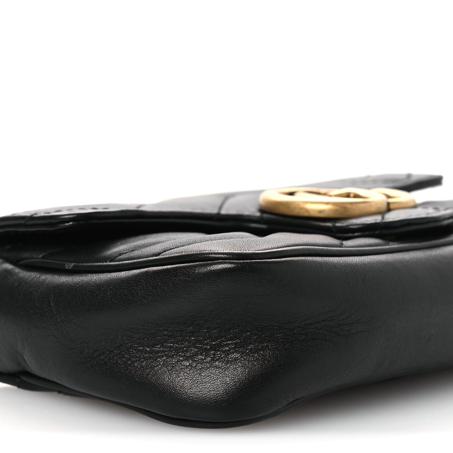 Calfskin Matelasse Super Mini GG Marmont Shoulder Bag Black