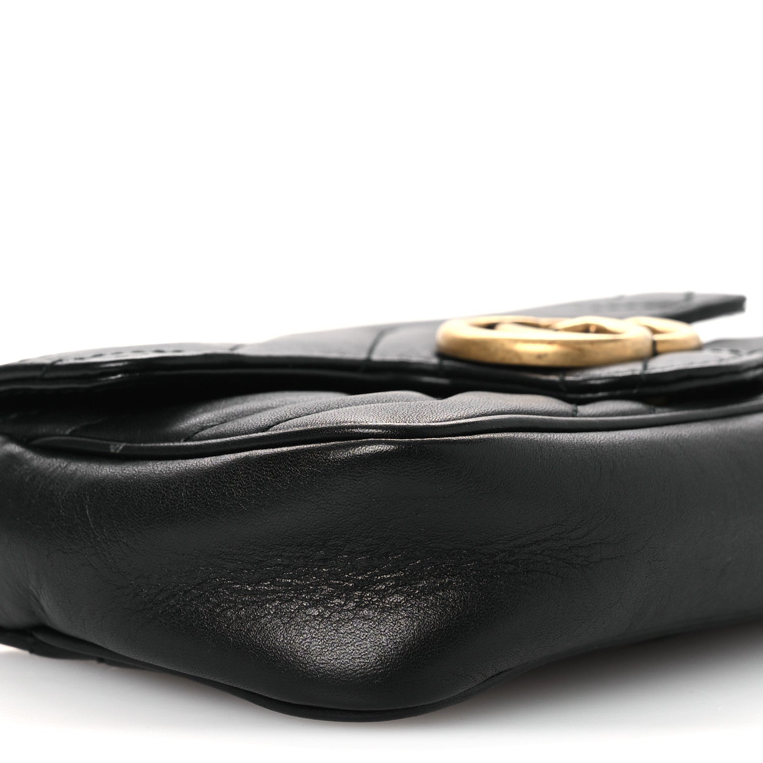 Gucci Calfskin Matelasse Super Mini GG Marmont Shoulder Bag Black 9 of 14
