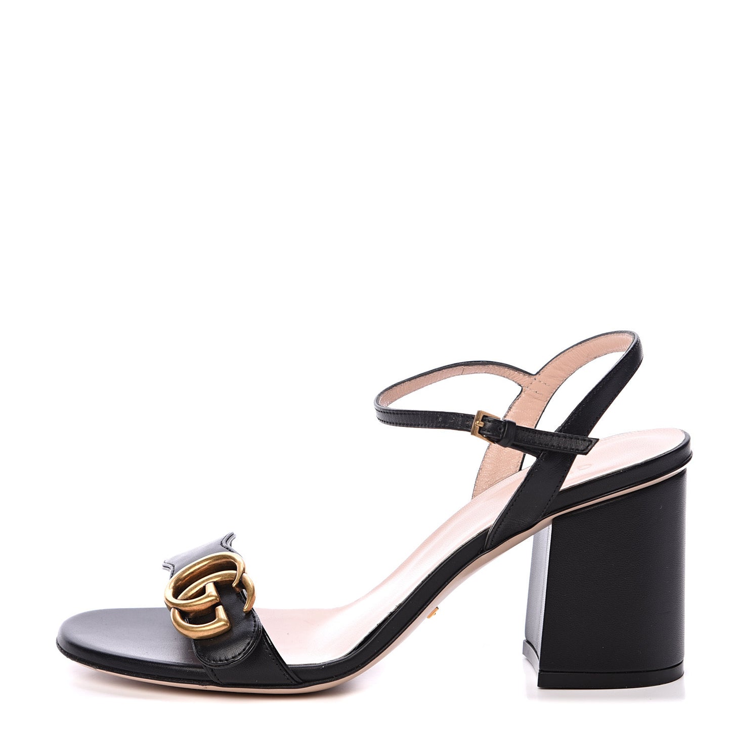 Lifford Calfskin GG Marmont Ankle Wrap 75mm Sandals 37.5 Black