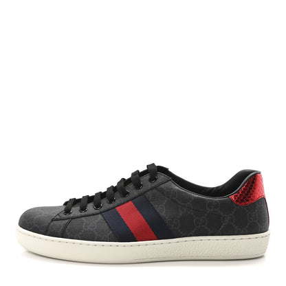 Gucci GG Supreme Monogram Ayers Web Mens New Ace Sneakers 8.5 Black 1 of 9