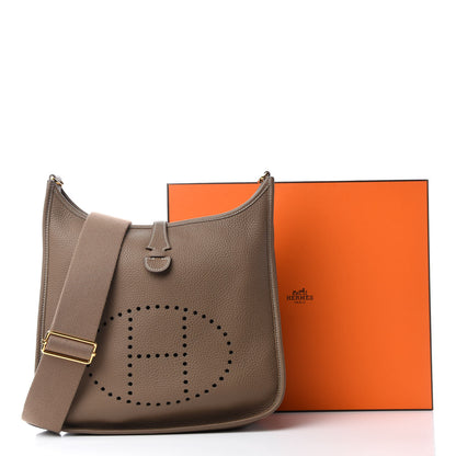 Hermes Taurillon Clemence Evelyne III PM Etoupe 12 of 12