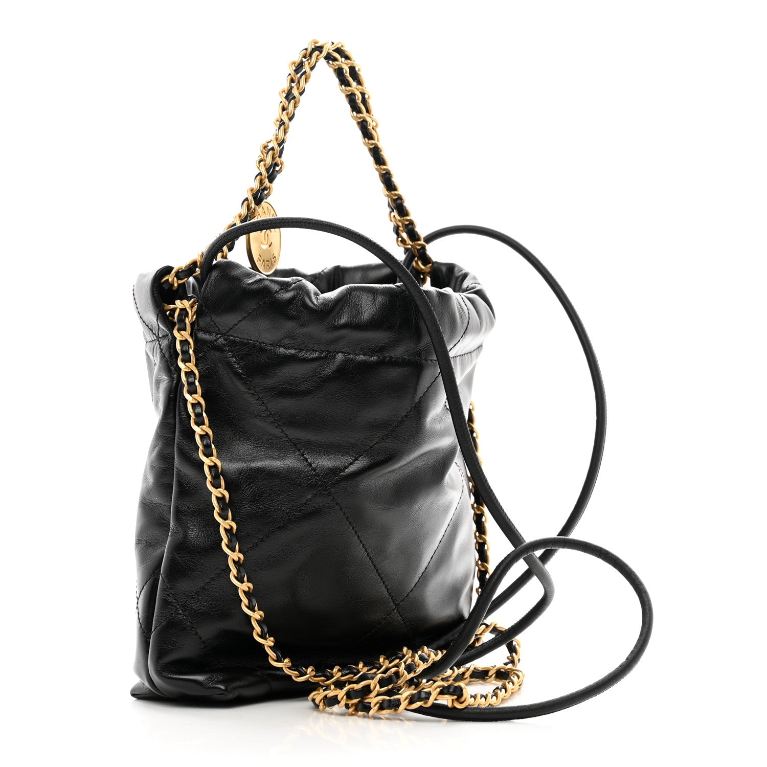 Chanel Shiny Calfskin Quilted Mini Chanel 22 Black 3 of 10