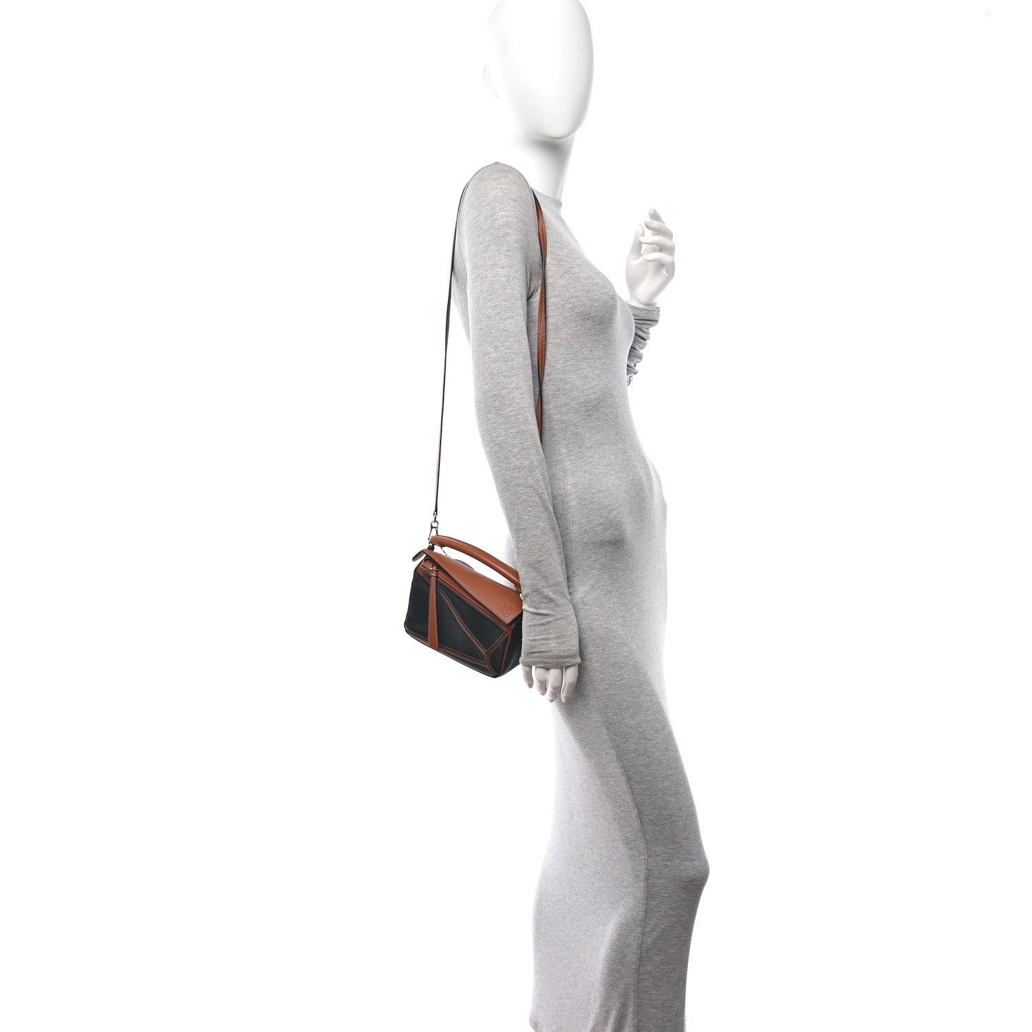 Loewe Calfskin Mini Puzzle Bag Tan Black 2 of 9