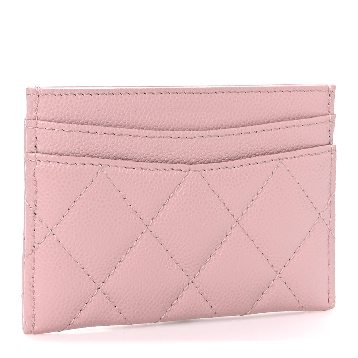 Caviar Quilted Card Holder Light Pink