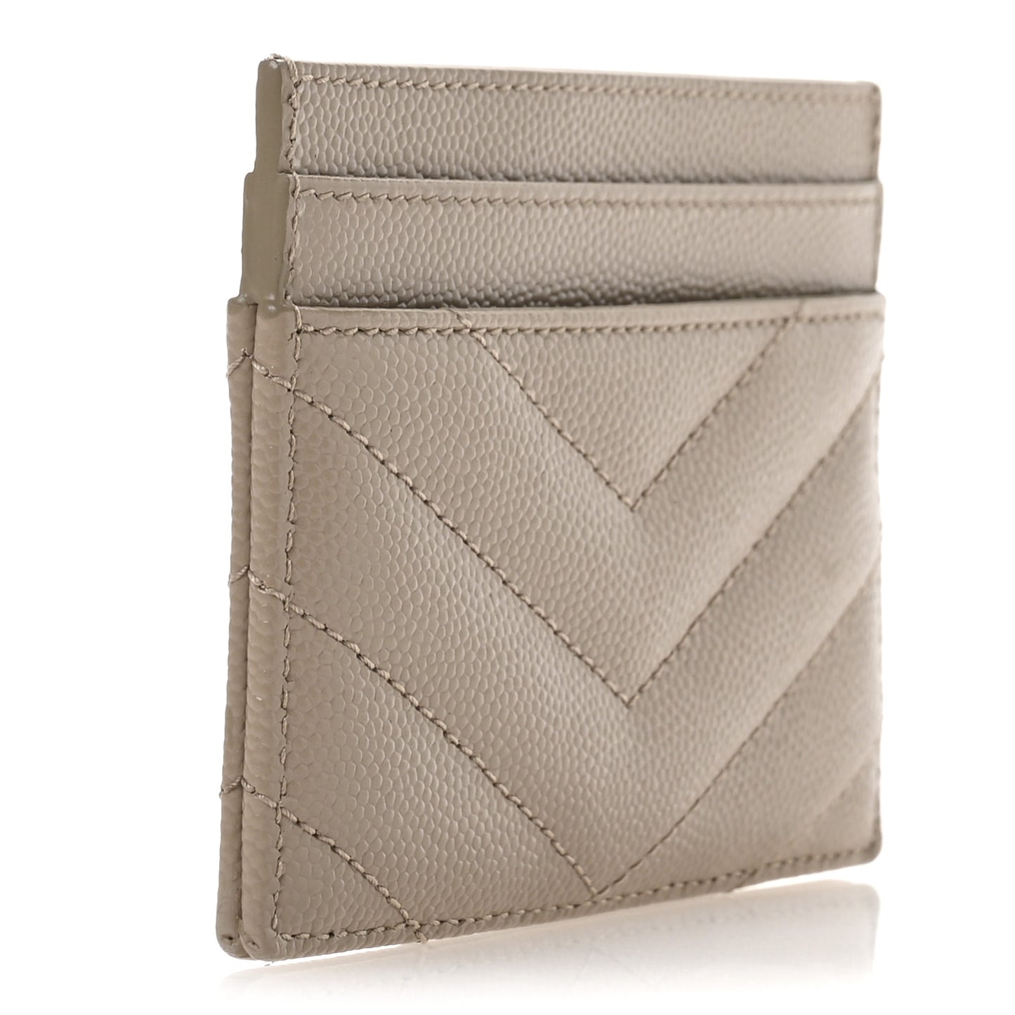 Grain De Poudre Matelasse Chevron Monogram Credit Card Case Dark Beige
