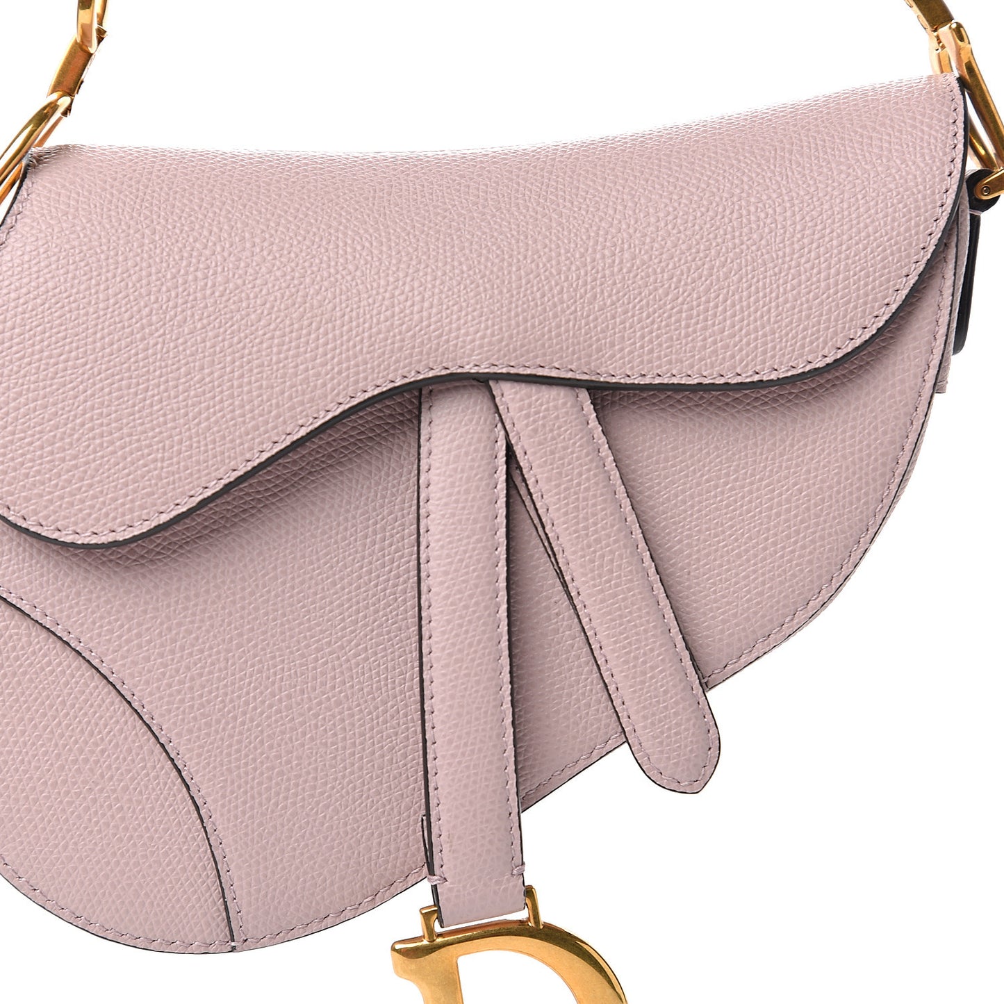 Grained Calfskin Mini Saddle Bag Light Pink