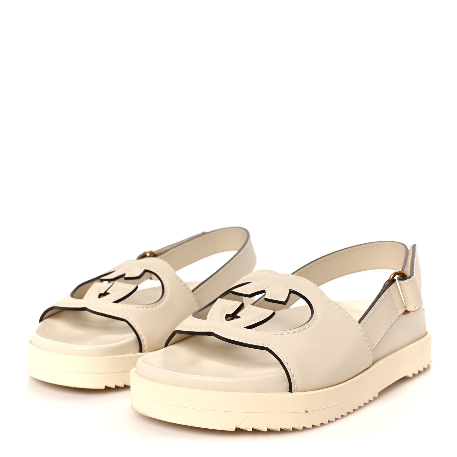 Gucci Cosmos Softy Calfskin Interlocking G Slingback Sandals 35.5 Mystic White 4 of 10