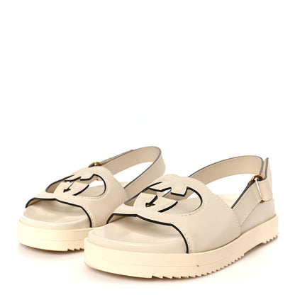 Gucci Cosmos Softy Calfskin Interlocking G Slingback Sandals 35.5 Mystic White 4 of 10