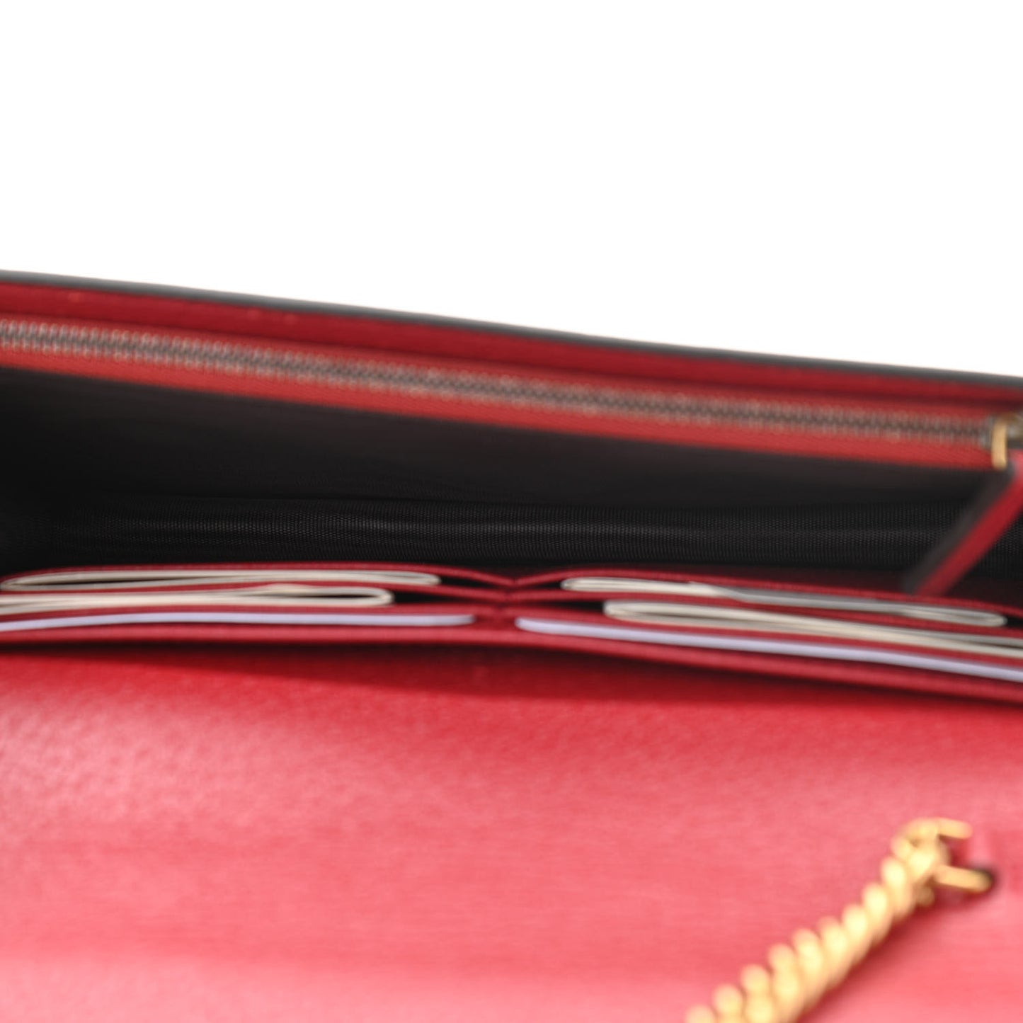 GG Supreme Monogram Web Queen Margaret Chain Wallet Red