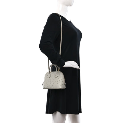 Hermes Ostrich Bolide Mini 1923 Gris Perle 2 of 10