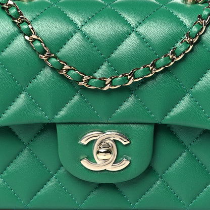 Chanel Lambskin Quilted Mini Top Handle Rectangular Flap Green 8 of 11