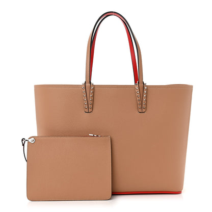 Christian Louboutin Calfskin Empire Spikes Small East West Cabata Tote Nude 1 of 11
