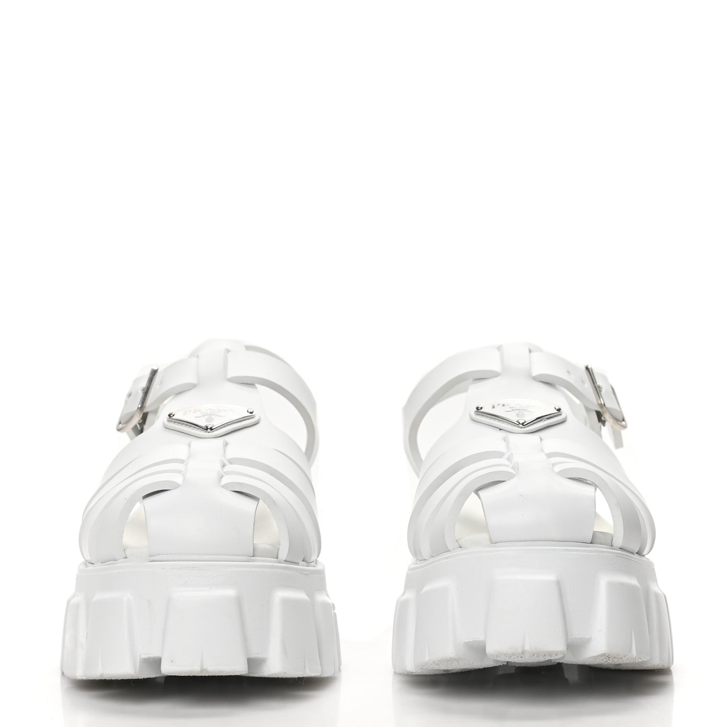 Foam Rubber Metal Triangle Logo Monolith 55mm Cage Sandals 41 White