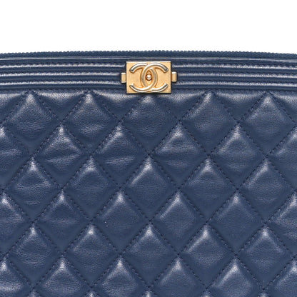 Chanel Lambskin Quilted Medium Boy Cosmetic Case Navy 8 of 10