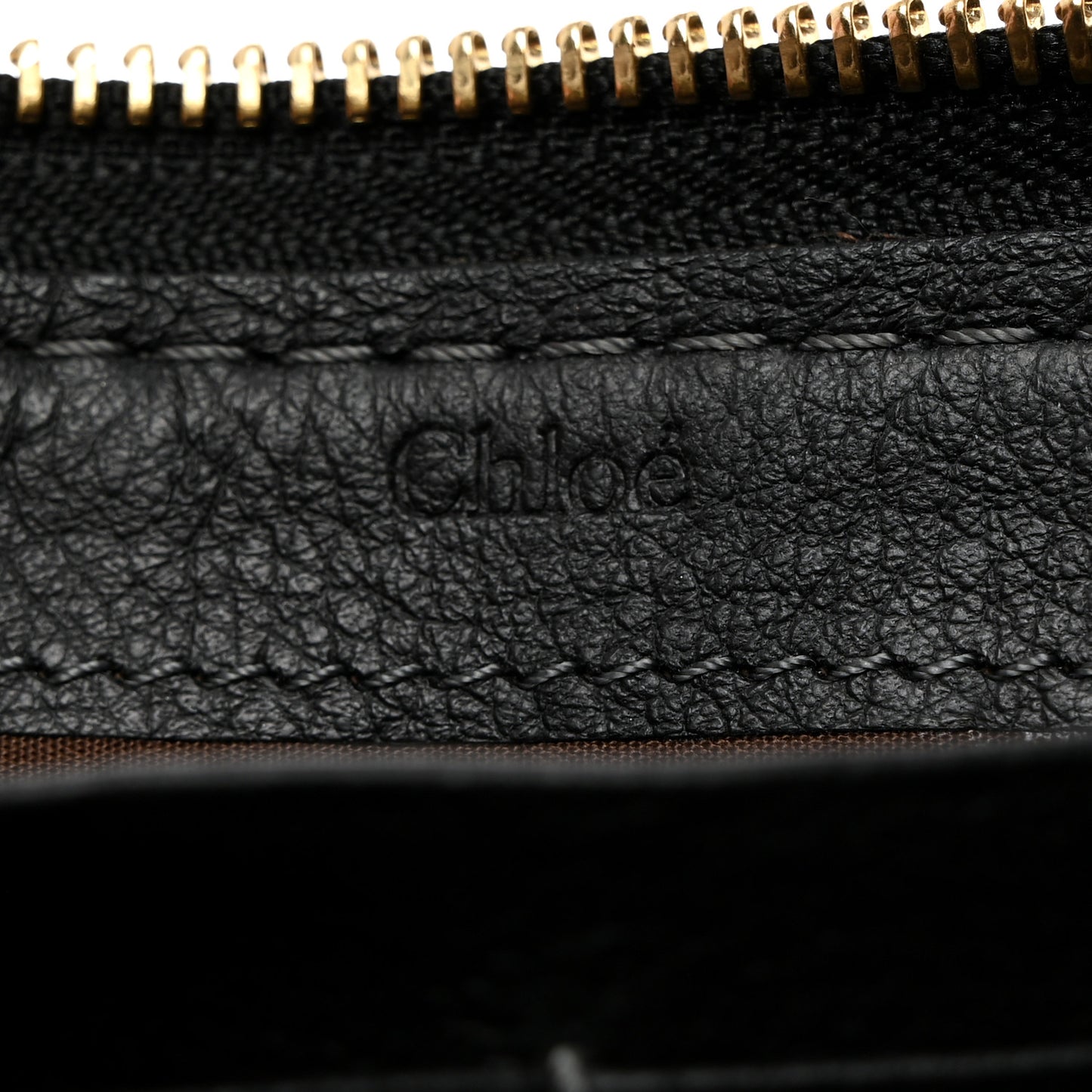Grained Calfskin Marcie Long Zip Around Wallet Black