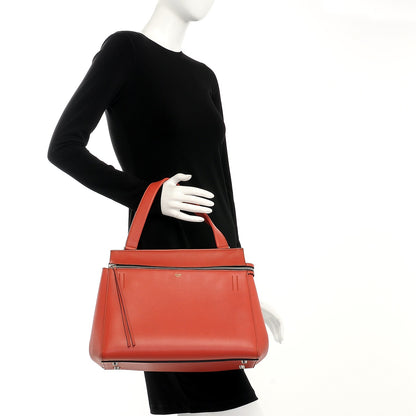 Celine Drummed Calfskin Medium Edge Shoulder Bag Vermillion 2 of 14