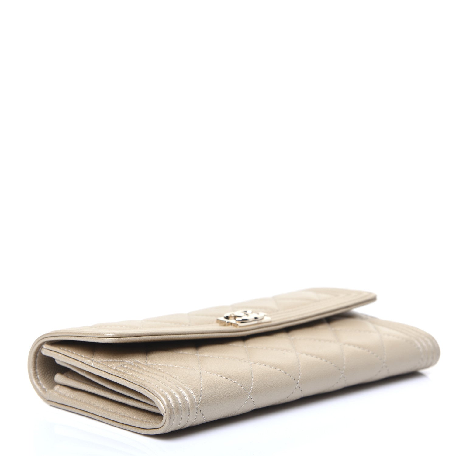 Chanel Metallic Caviar Quilted Large Boy Gusset Flap Wallet Gold 4 of 9