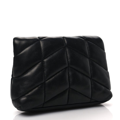 Saint Laurent Lambskin Monogram Loulou Puffer Pouch Clutch Black 2 of 6