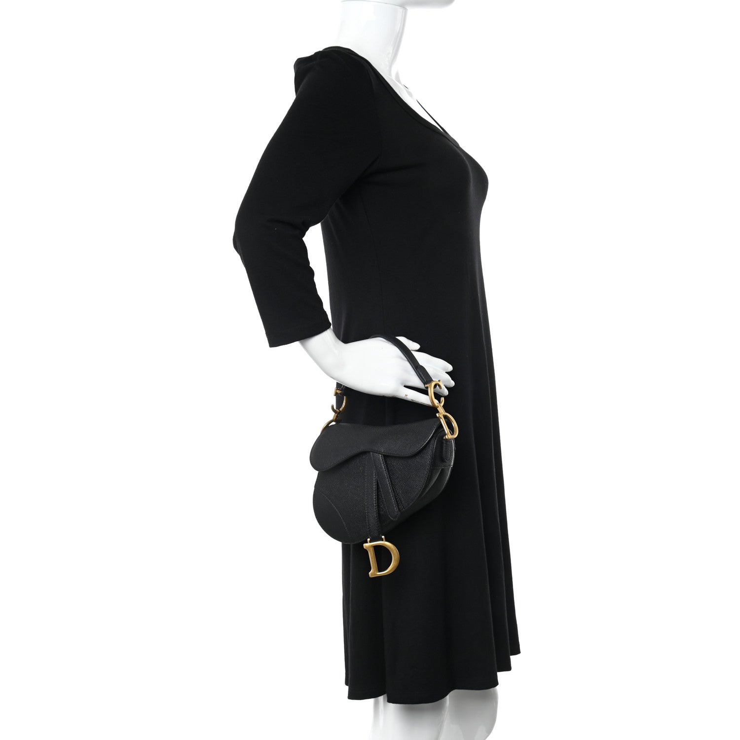Christian Dior Grained Calfskin Mini Saddle Bag Black 2 of 13