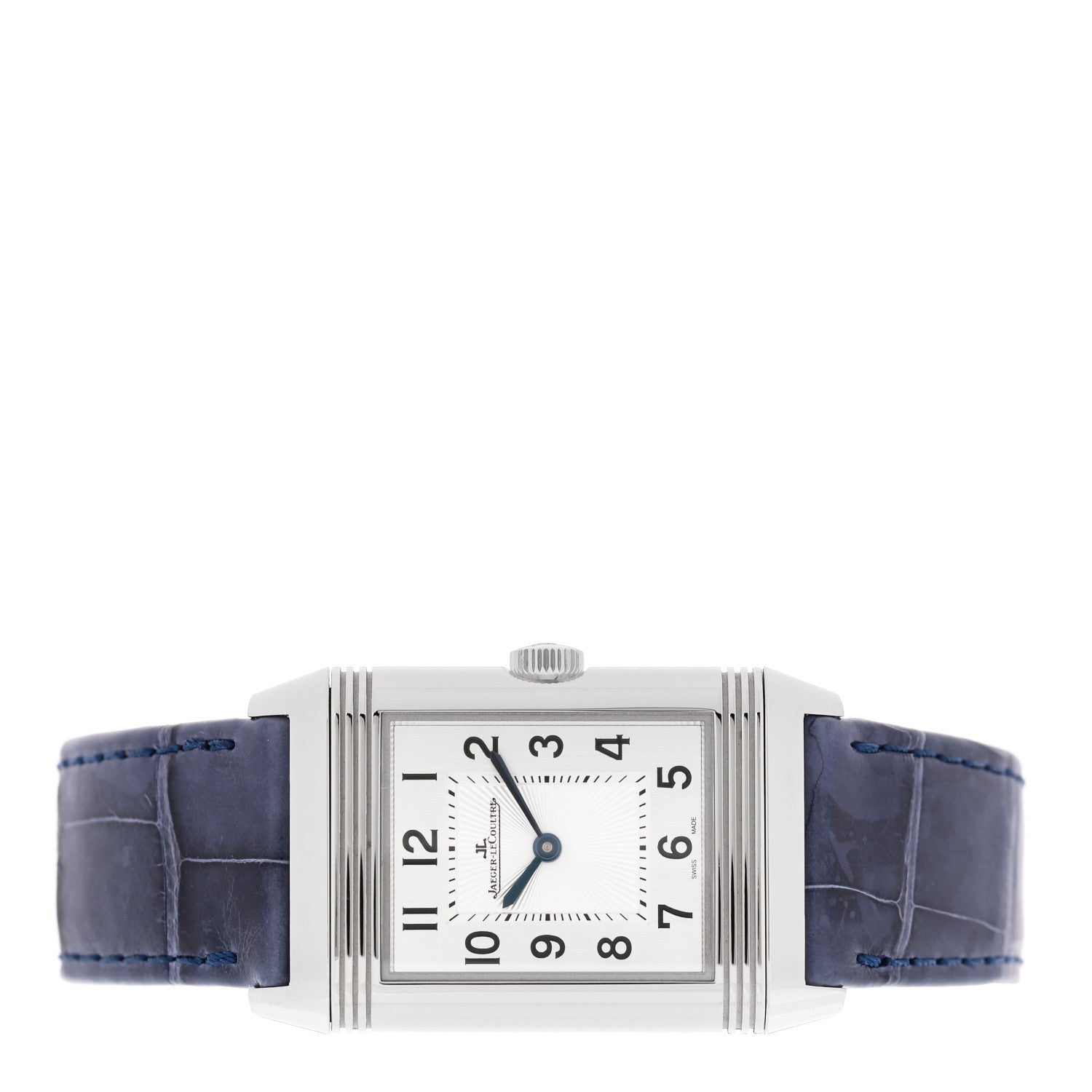 Jaeger-LeCoultre Stainless Steel Alligator Diamond 24mm Reverso Classic Duetto Manual Winding Watch Silver Q2588422 2 of 5