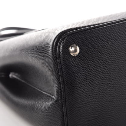 Prada Saffiano Cuir Small Double Bag Black Chrome 9 of 9