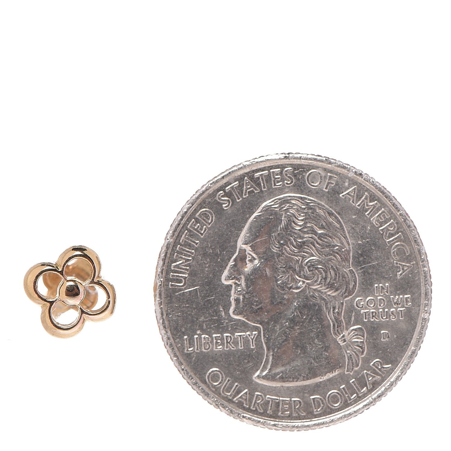 Louis Vuitton Brass Flower Full Stud Earrings Gold 2 of 3