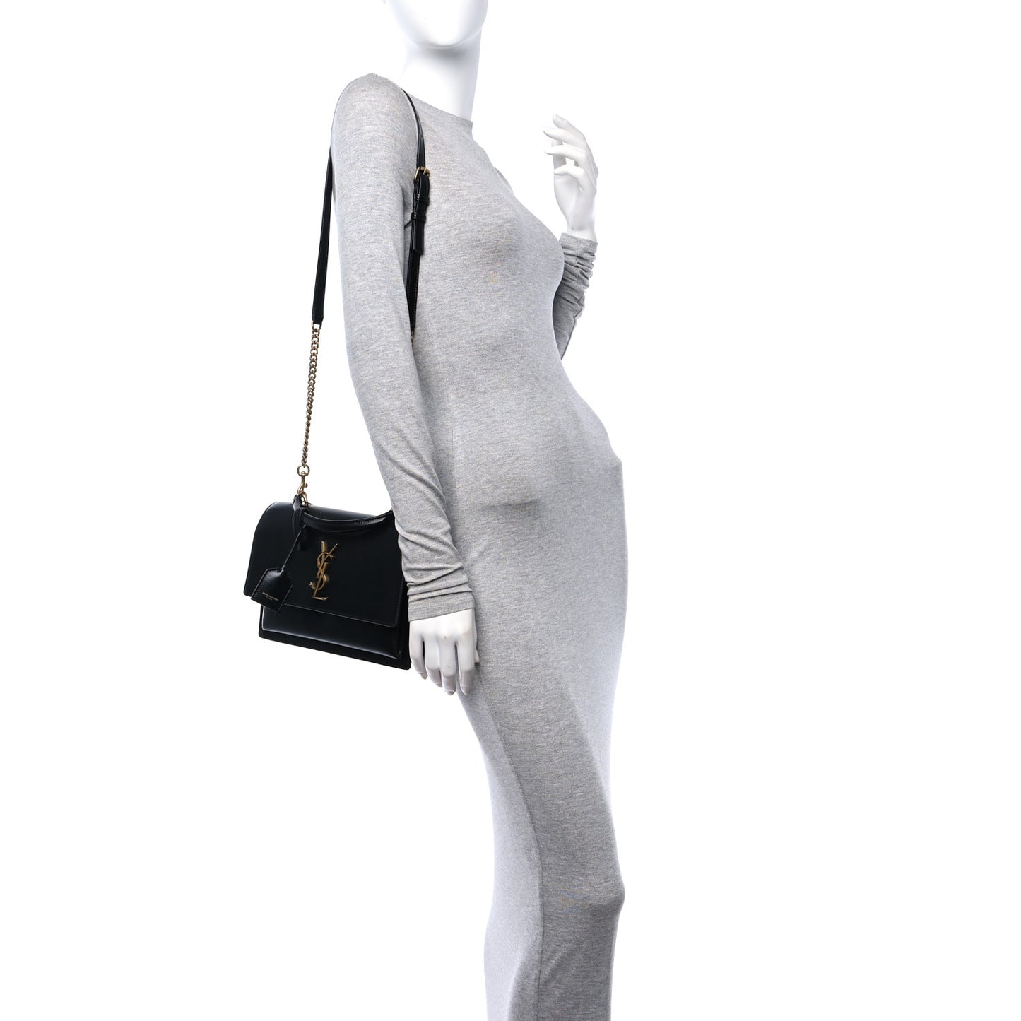 Smooth Calfskin Medium Monogram Sunset Satchel Black