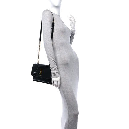 Saint Laurent Smooth Calfskin Medium Monogram Sunset Satchel Black 2 of 12
