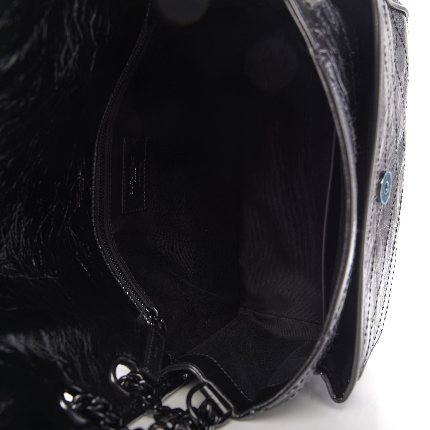Crinkled Calfskin Matelasse Monogram Medium Niki Chain Satchel Black