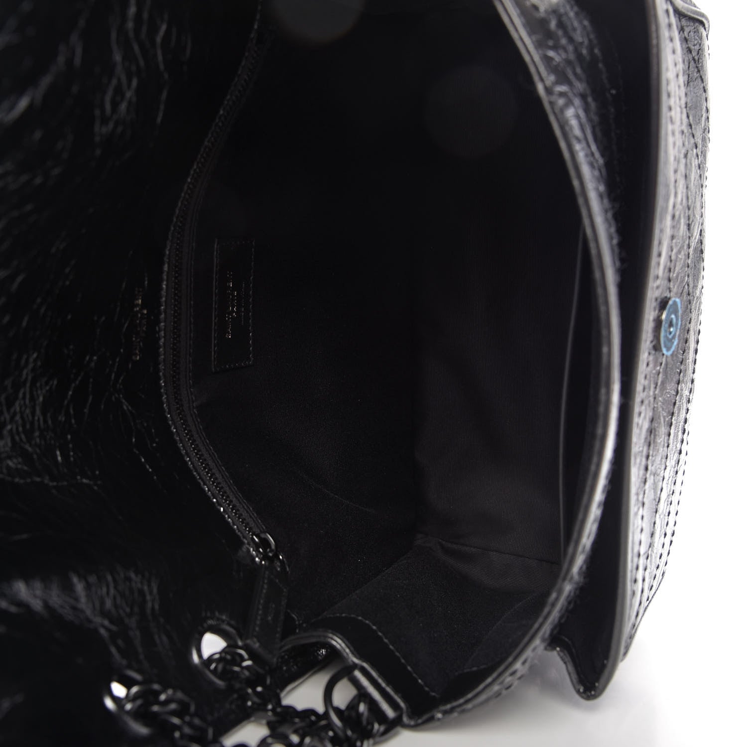 Saint Laurent Crinkled Calfskin Matelasse Monogram Medium Niki Chain Satchel Black 6 of 10