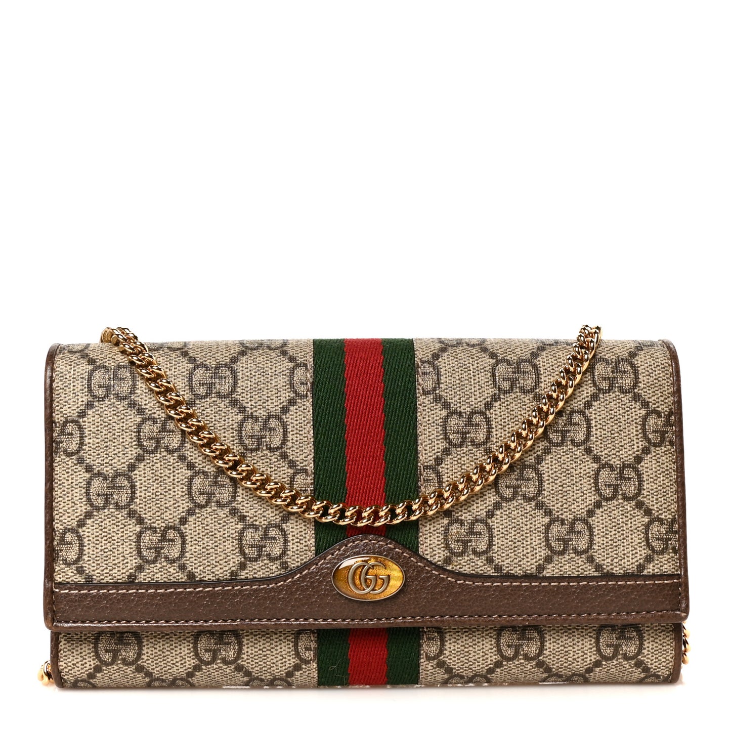 GG Supreme Monogram Web Ophidia Wallet On Chain Brown