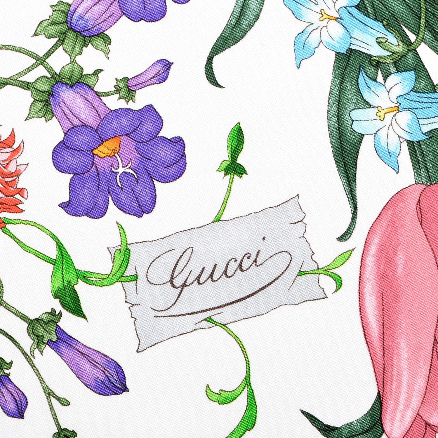 Gucci Silk Twill Flora Square Scarf Turquoise 4 of 8