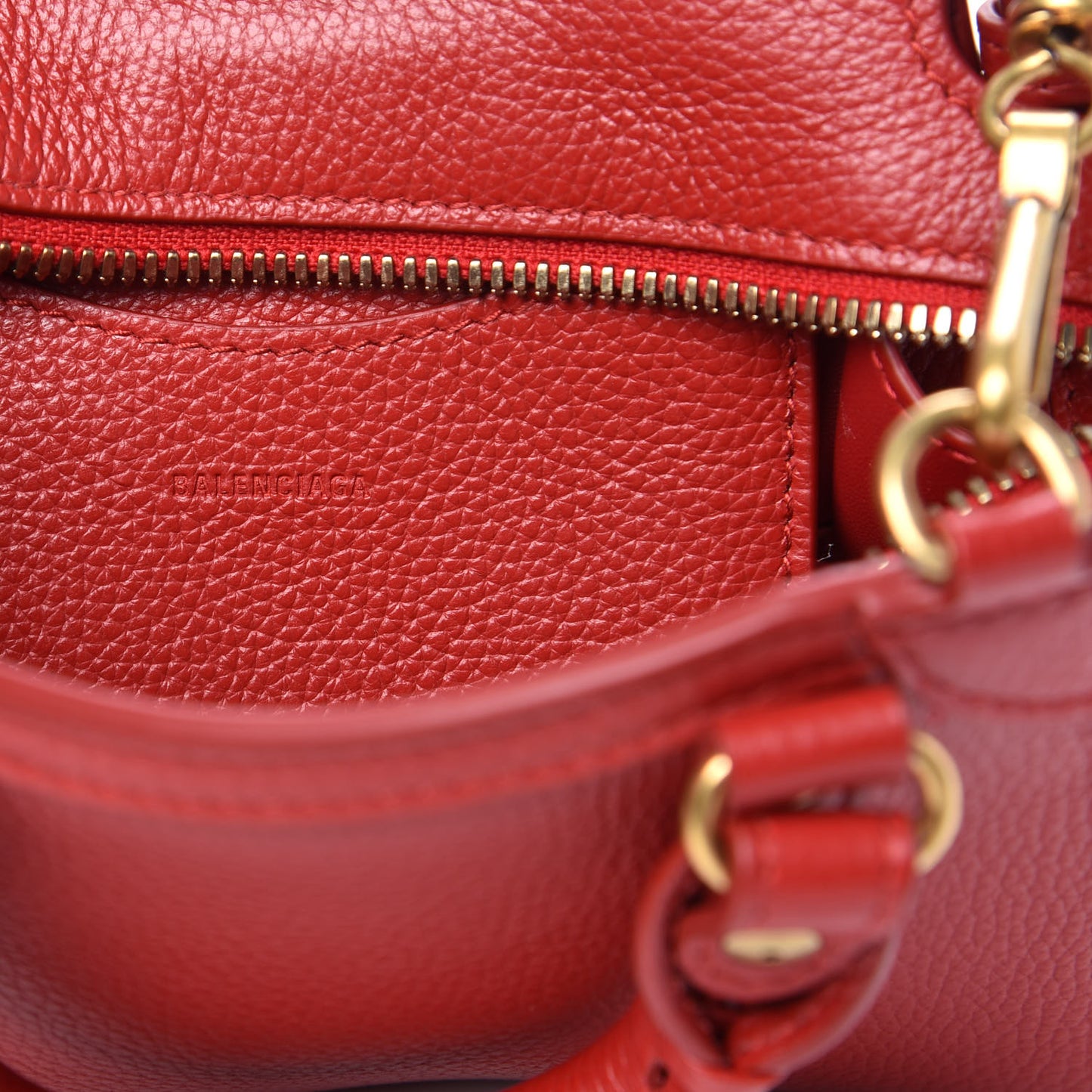 Grained Calfskin Neo Classic Gold Hardware Nano City Crossbody Medium Red
