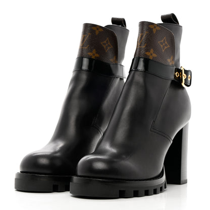 Louis Vuitton Calfskin Monogram Star Trail Ankle Boots 40 Black 3 of 14