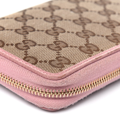 Gucci Monogram Dollar Calfskin Zip Around Compact Wallet Beige Ebony Soft Pink 15 of 17