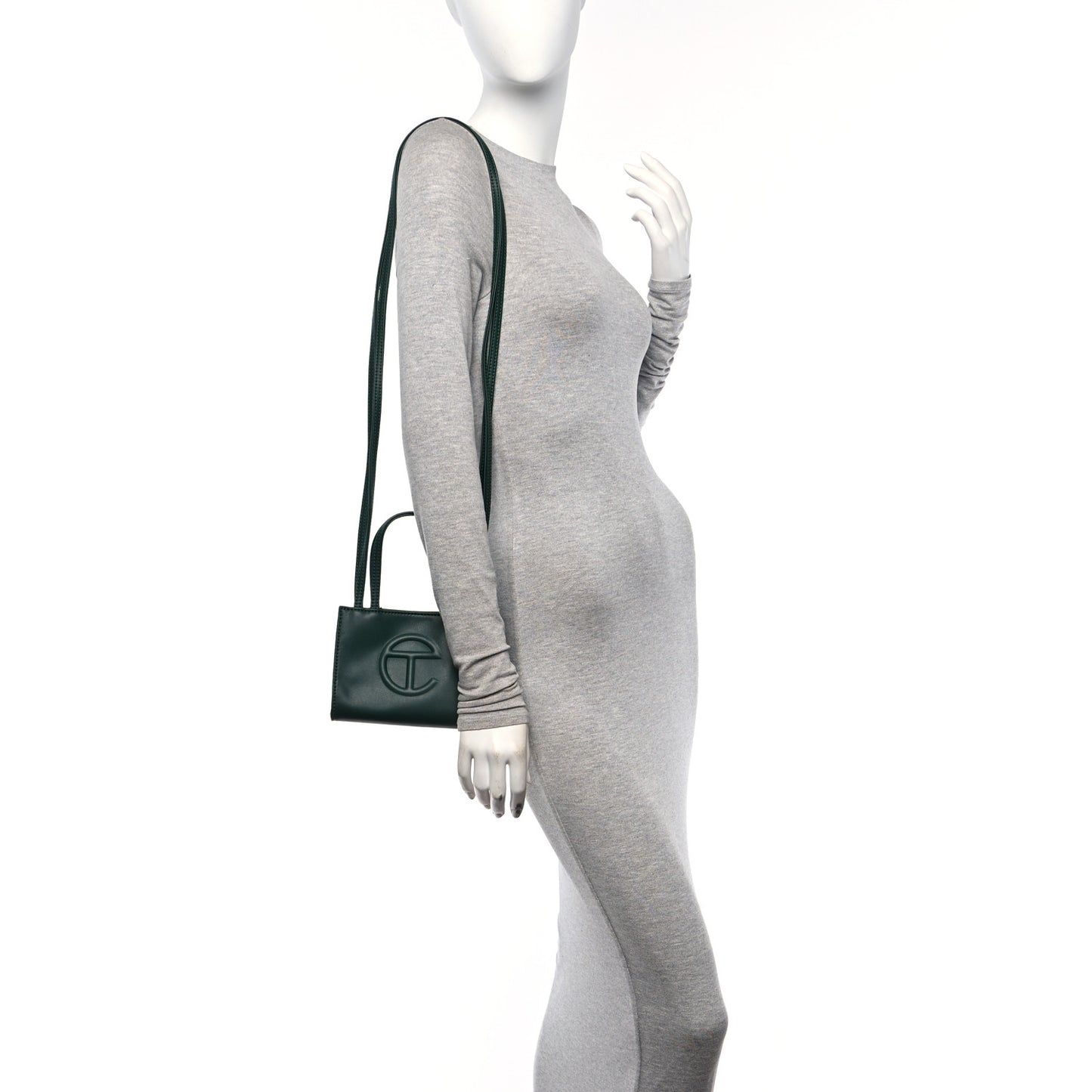 Vegan Leather Small Shopping Bag Dark Olive